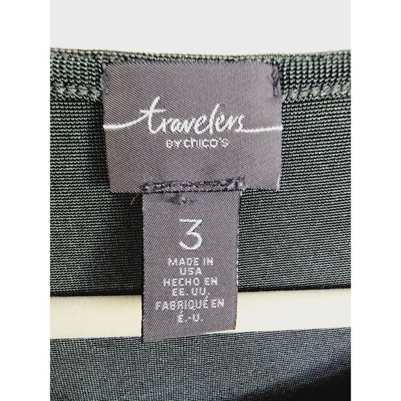 Chico's‎ Travelers 3 Olive Green LS Brass Ringlet Open Sleeve Top Blouse USA Vtg - Picture 3 of 9